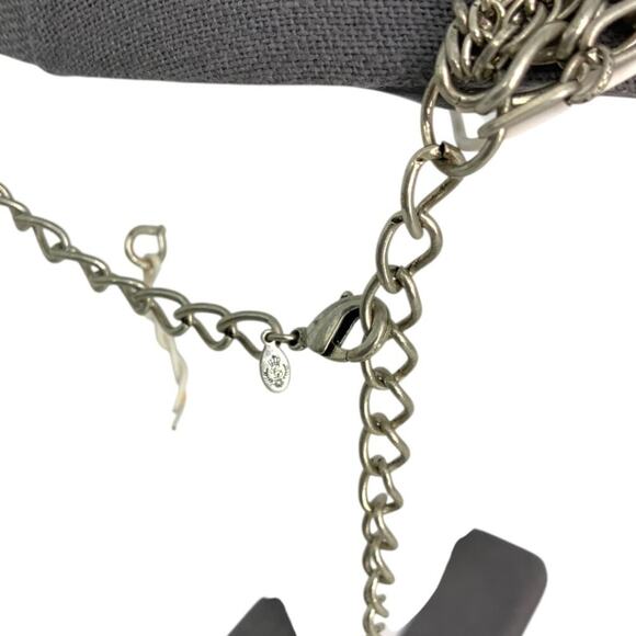 Premier Designs Silver Tone Layered Beaded Faux Pearl Rhinestone Necklace - Picture 5 of 5